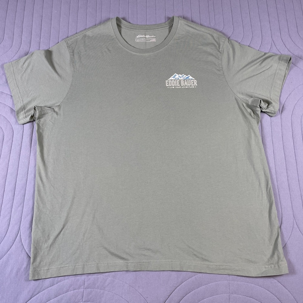 Eddie Bauer Mens 2XL Mt Rainier National Park Graphic T Shirt Green